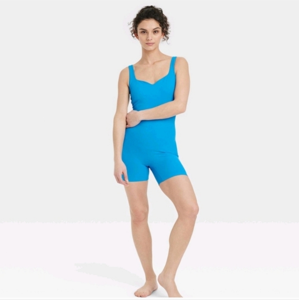 Women's Brushed Sculpt Rib Short Active Bodysuit - All In Motion Blue XXL
